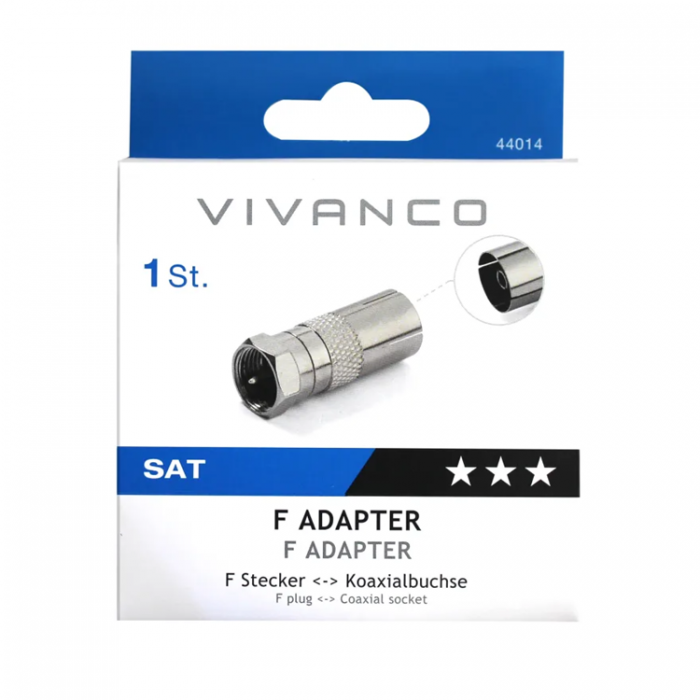 UTGATT1 - Vivanco Antenn Adapter F Hona kontakt - Silver