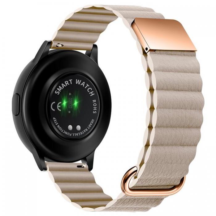 A-One Brand - Galaxy Watch 6 Classic (43mm) Armband kta Lder - Khaki