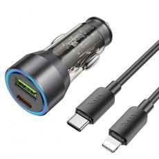 Hoco - Hoco Billaddare USB-C/USB-A Med Kabel - Svart