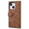 A-One Brand - iPhone 14 Plus Plnboksfodral Flap Zipper Strap - Brun