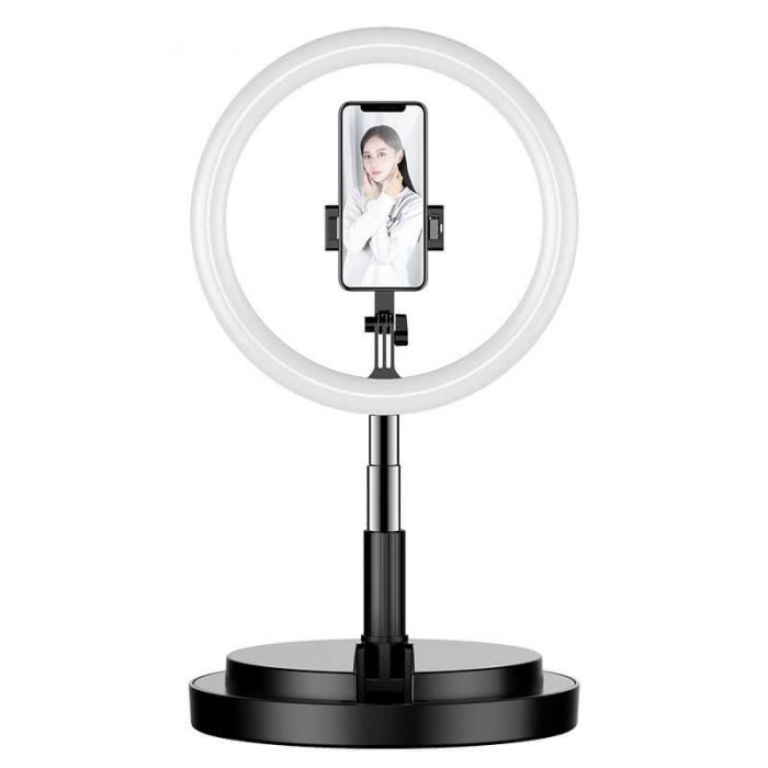 UTGATT4 - LED selfie ring ljus flash 52 170 cm tripod telefonhllare Svart