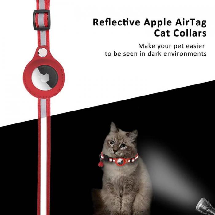 A-One Brand - Airtag Skal Cat Collar med Breakaway Bell - Rd
