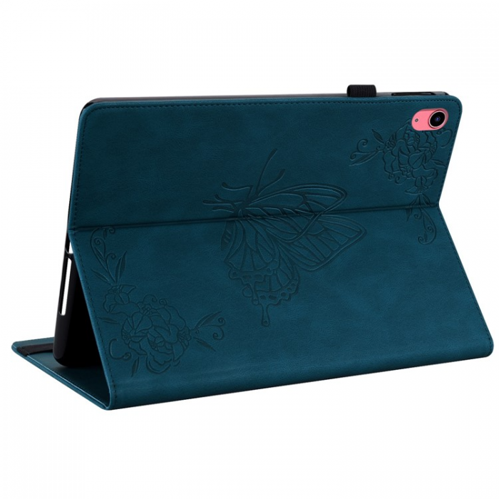 A-One Brand - iPad 10.9 (2022) Fodral Butterfly Flower Imprinted - Bl