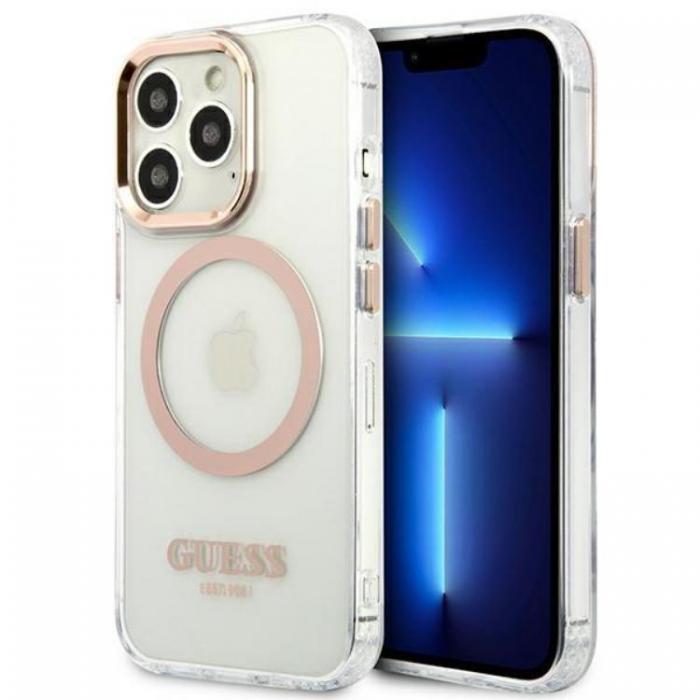 Guess - Guess iPhone 13 Pro Max Skal Magsafe Metal Outline - Guld