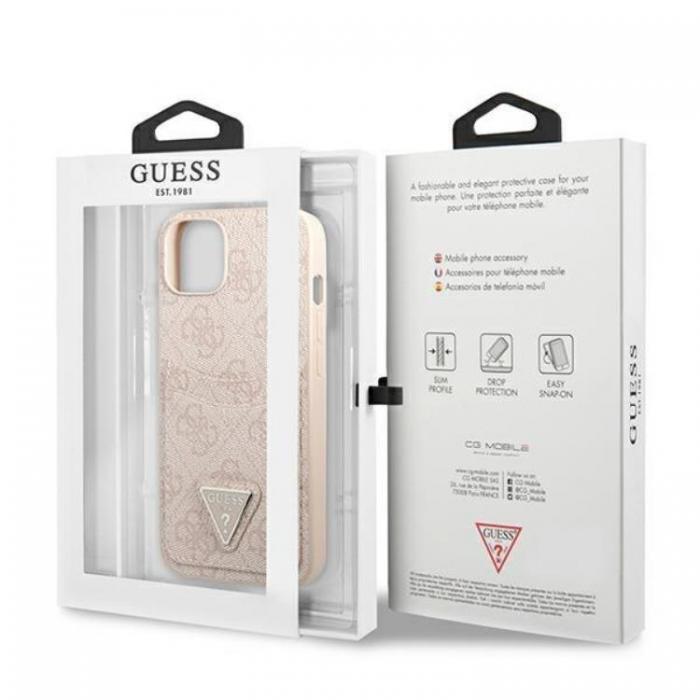 Guess - Guess iPhone 13 Skal Korthllare 4G Triangle Logo - Rosa