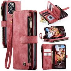 Caseme - CASEME iPhone 15 Pro Max Plånboksfodral C30 Zipper - Röd