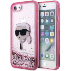 KARL LAGERFELD - Karl Lagerfeld iPhone 7/8/SE (2020/2022) Skal Liquid Glitter Head - Rosa