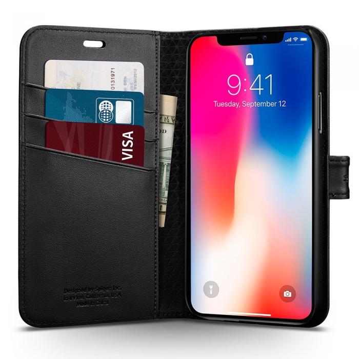 UTGATT5 - Spigen Wallet S Plnboksfodral till Apple iPhone XS / X - Svart
