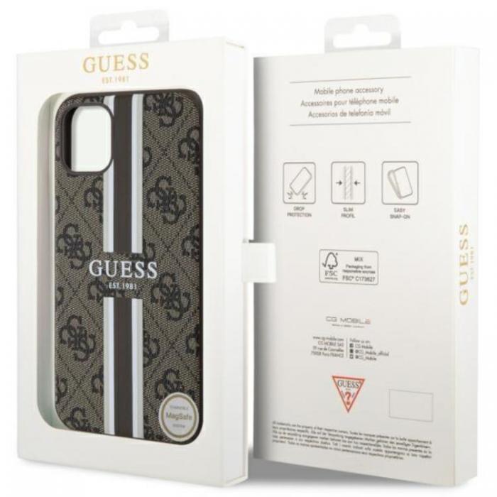 Guess - Guess iPhone 11/XR Mobilskal MagSafe 4G Printed Stripes - Brun