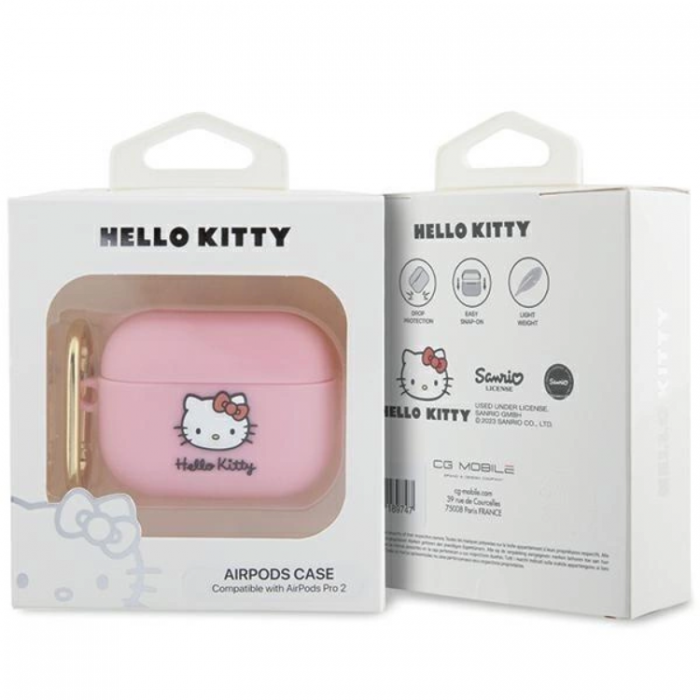 Hello Kitty - Hello Kitty AirPods Pro 2 (2022/2023) Skal Silikon 3D Kitty Head - Rosa