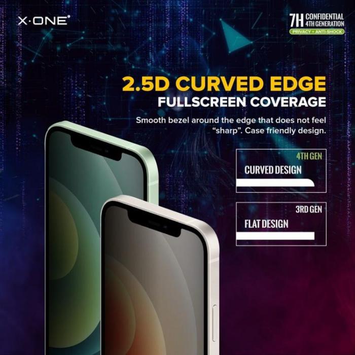 X-One - X-One iPhone 15 Plus Hrdat Glas Skrmskydd Privacy Shock Eliminator