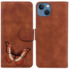Taltech - iPhone 15 Plus Plånboksfodral med Fjärilstryck - Brun