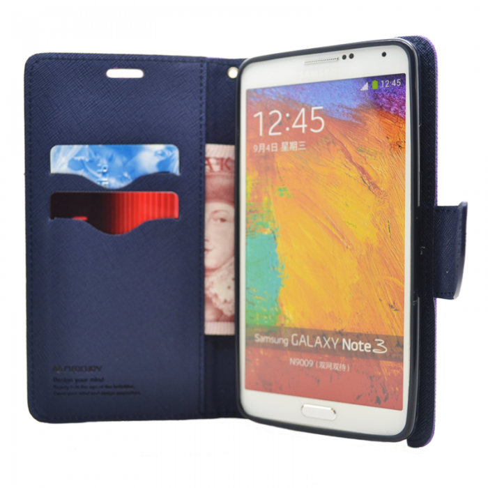 UTGATT4 - Mercury Fancy Diary Plnboksfodral till Samsung Galaxy Note 3 N9000 (Magenta)