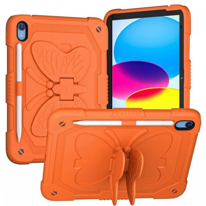 A-One Brand - iPad 10.9 (2022) Skal Butterfly Hybrid med Axelrem - Orange