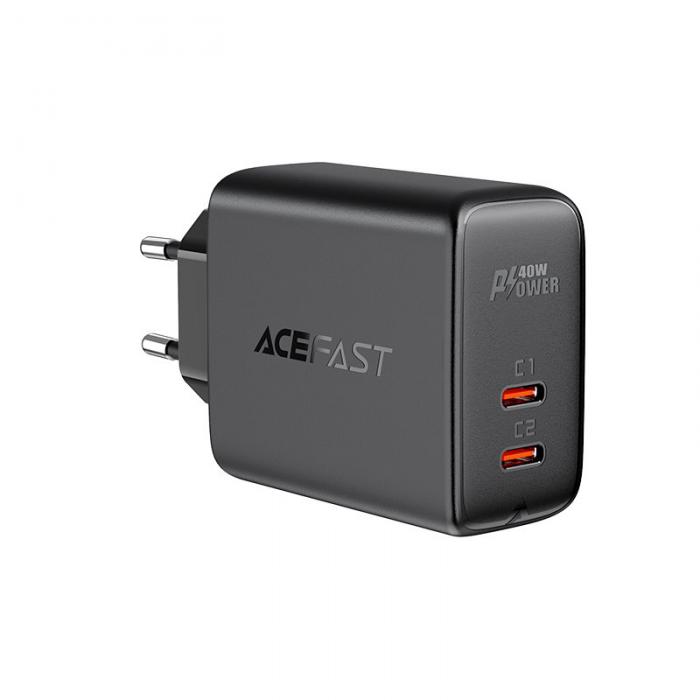 Acefast - Acefast PD Vggladdare 2x USB-C 40W - Svart