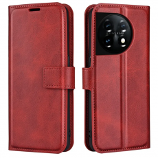 A-One Brand - OnePlus 11 5G Plånboksfodral Calf Texture Flip - Röd