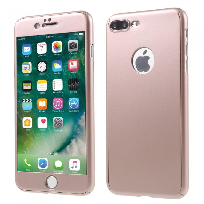 UTGATT5 - 2-in-1 Heltckande skal och Tempered Glass till iPhone 7 Plus - Rose Gold