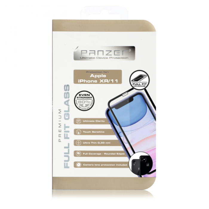 UTGATT1 - Panzer - Full-Fit Silicate Glass iPhone XR/11 - Svart
