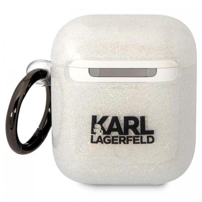 KARL LAGERFELD - KARL LAGERFELD AirPods 1/2 Skal Gliter Karl&Choupette - Clear