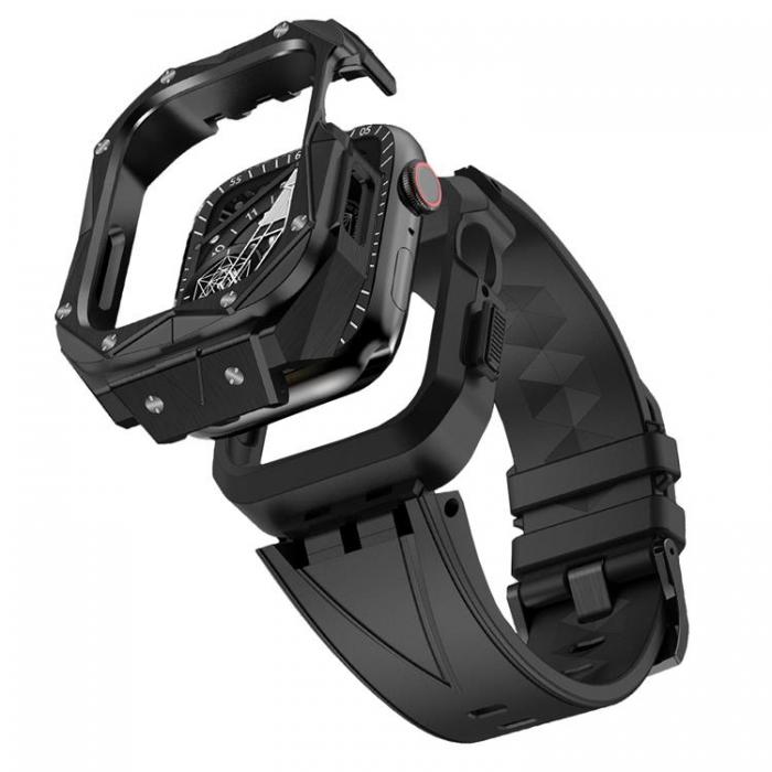 Kingxbar - Kingxbar Apple Watch 7/8 (45mm) Armband CYF140 2in1 Rugged - Svart