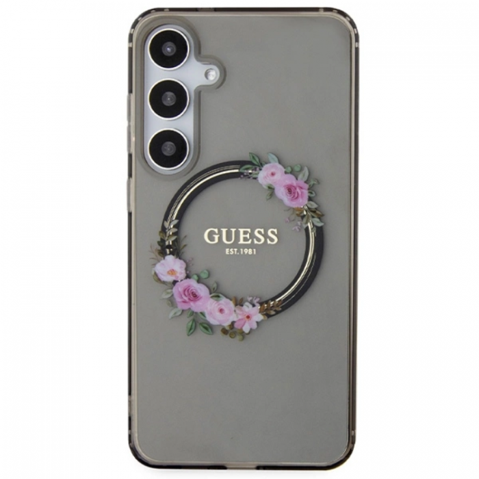 Guess - Guess Galaxy S24 Plus Mobilskal Magsafe IML Flowers Wreath - Svart