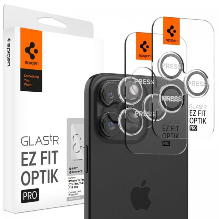 Spigen - [2-PACK] Spigen iPhone 15 Pro/15 Pro Max Kameralinsskydd i Hrdat Glas