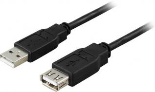 Deltaco - DELTACO USB 2.0 kabel Typ A hane - Typ A hona, svart, 1m