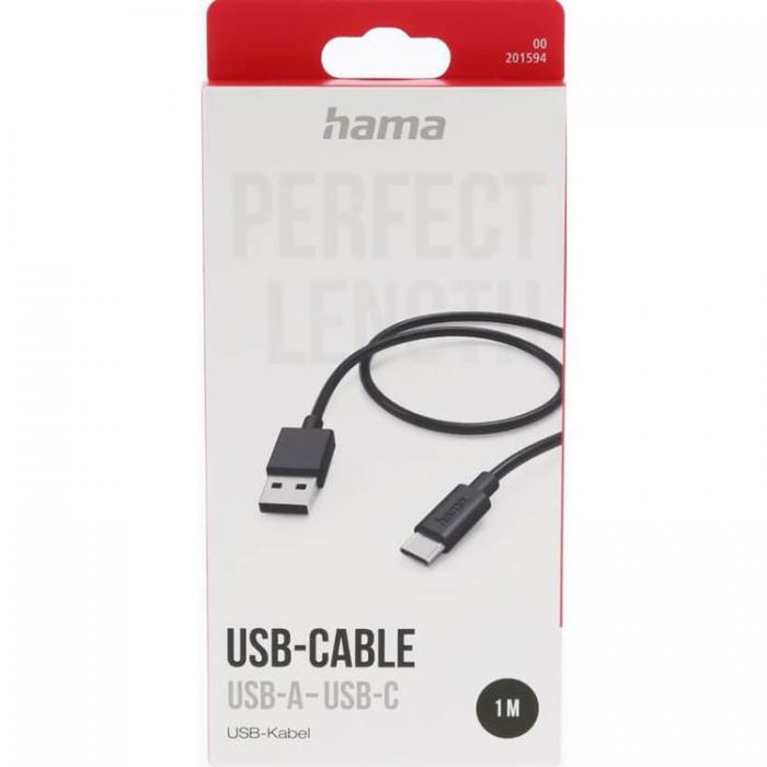 Hama - HAMA Laddkabel USB-A till USB-C 1m - Svart