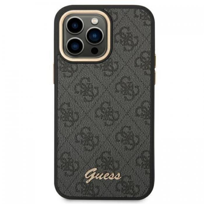 UTGATT1 - GUESS iPhone 14 Pro Max Skal 4G Vintage Gold Logo - Svart