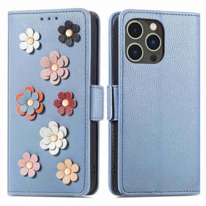 A-One Brand - iPhone 14 Pro Max Plnboksfodral Flower Decor Magnetic - Bl