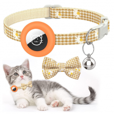 A-One Brand - Airtag Skal Bow Cat Collar med Breakaway Bell - Orange