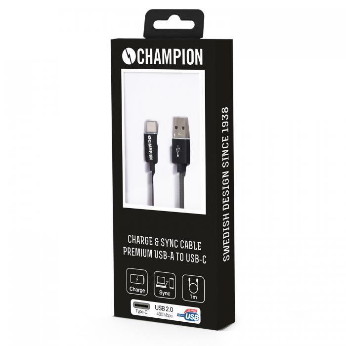 UTGATT4 - Champion USB 2.0 C till A, 1m Premium - Svart