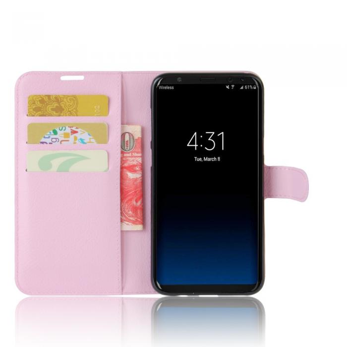 UTGATT5 - Litchi Plnboksfodral Samsung Galaxy S8 Plus - Rosa