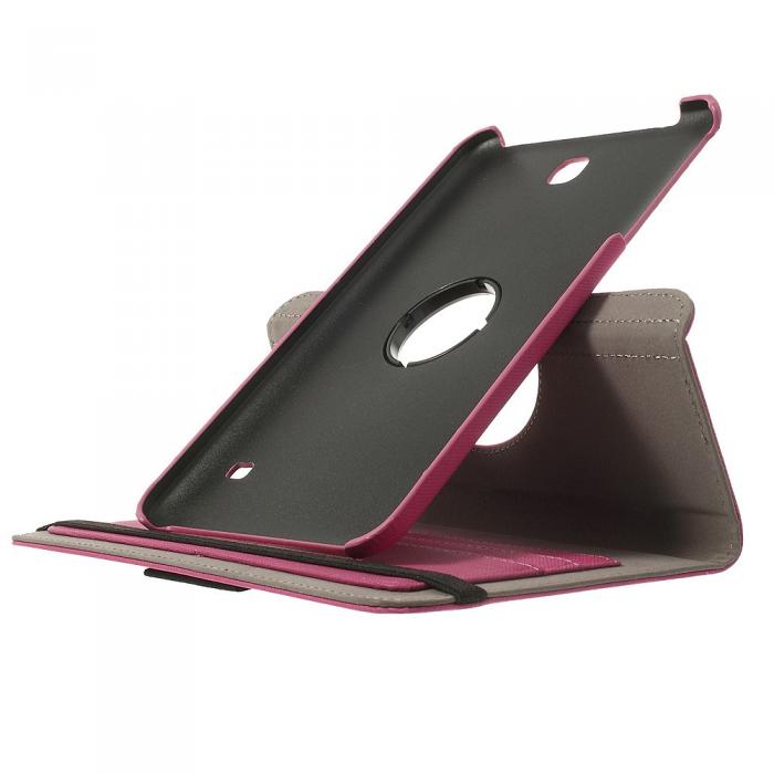 A-One Brand - Denim Rotating Plnboksfodral till Samsung Galaxy Tab 4 8.0 (Magenta)