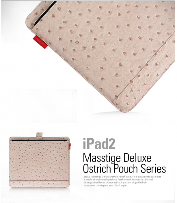 UTGATT4 - Zenus Masstige Ostrich Fodral till iPad 2/3/4 (BIEGE)