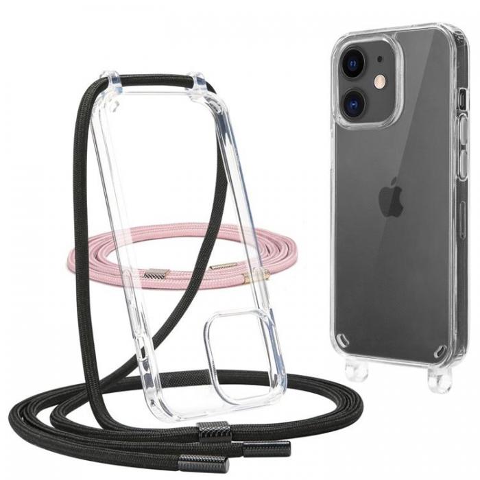 Tech-Protect - iPhone 12/12 Pro Halsbandsskal Flexair - Rope Svart/Rosa