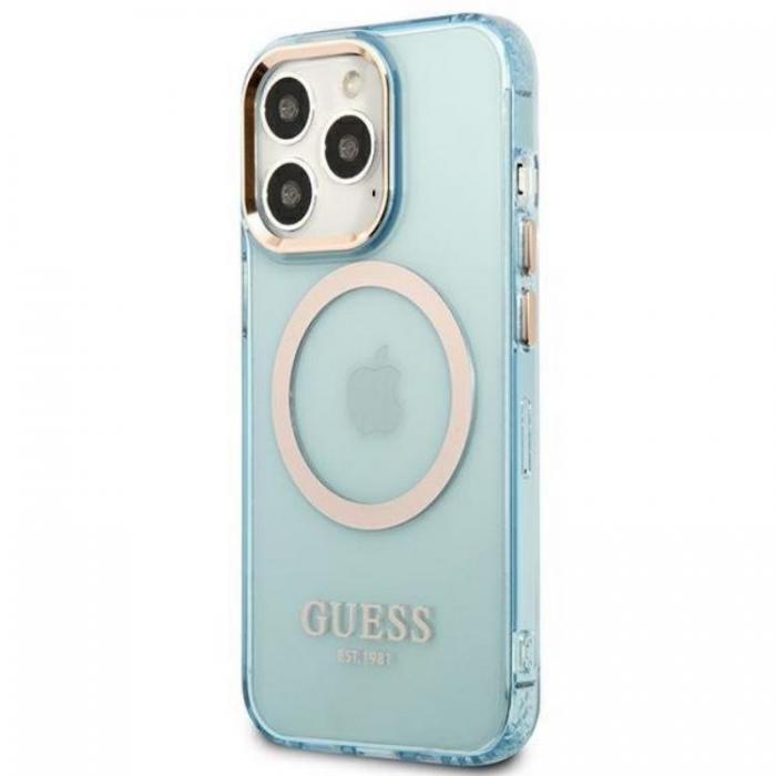 Guess - GUESS iPhone 13 Pro Max Skal MagSafe Gold Outline Translucent - Bl