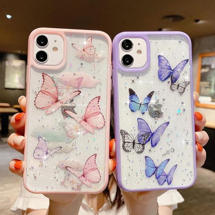 A-One Brand - Bling Star Butterfly Skal till iPhone 12 & 12 Pro - Lila