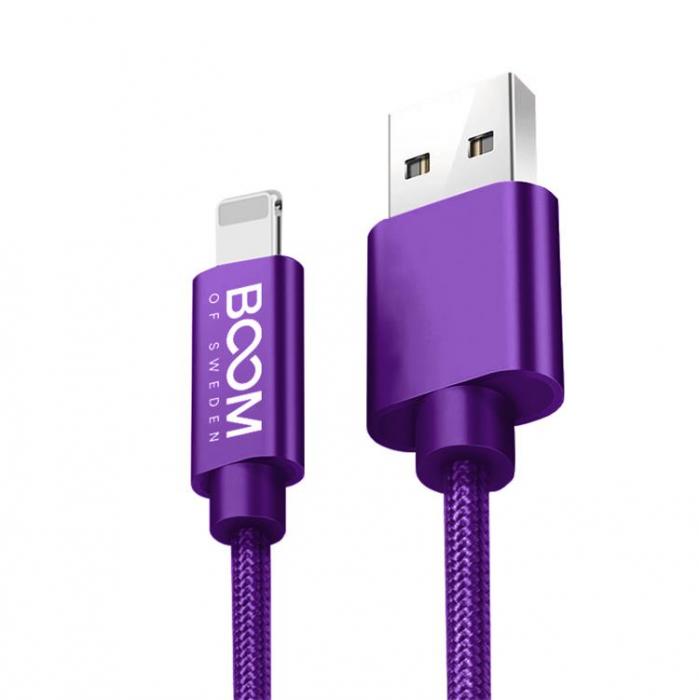UTGATT4 - BOOM - Nylon USB till Lightning Kabel, 2.1A, 1M - Lila