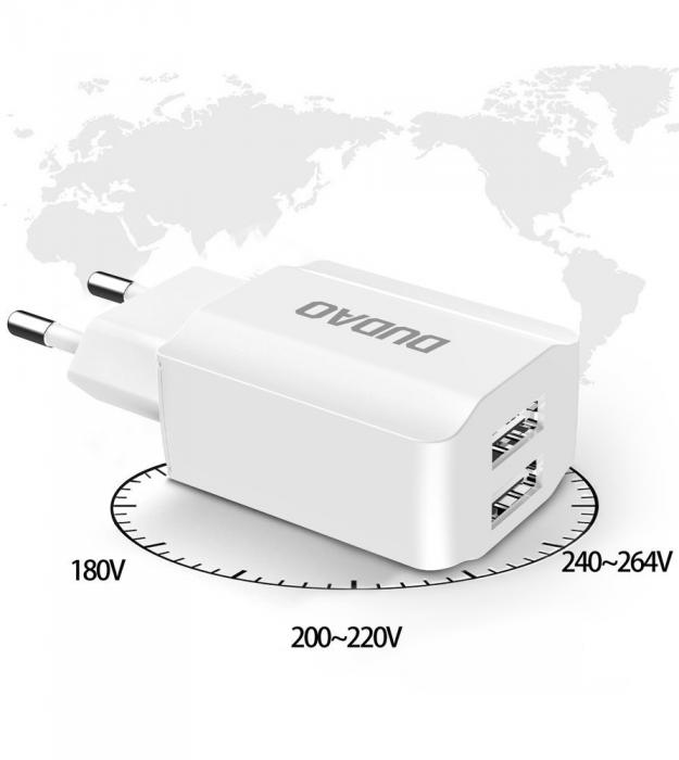 Dudao - Dudao Vggladdare USB EU + Lightning cable - Vit