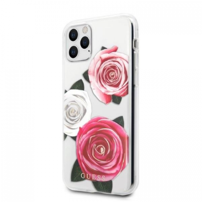 Guess - Guess iPhone 11 Pro Mobilskal Flower Desire Pink White Rose