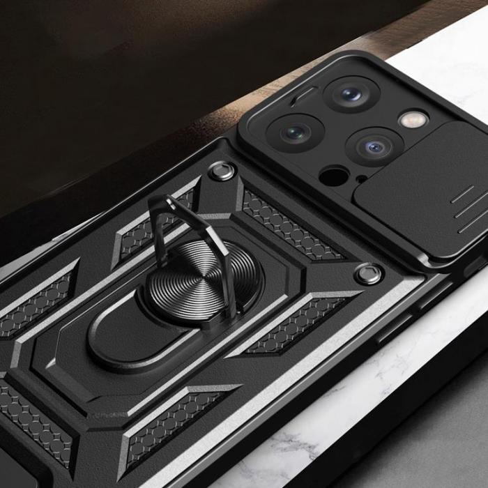 A-One Brand - iPhone 15 Pro Max Mobilskal Camshield Hybrid Armor - Svart