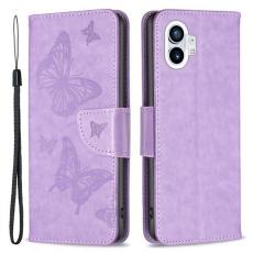 A-One Brand - Nothing Phone 1 Plånboksfodral Butterfly Imprinted - Lila