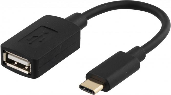 UTGATT4 - DELTACO USB-adapter, USB 3.1 typ C hane - USB 2.0 typ A hona, svart