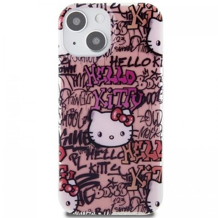Hello Kitty - Hello Kitty iPhone 15 Mobilskal IML Tags Graffiti - Rosa