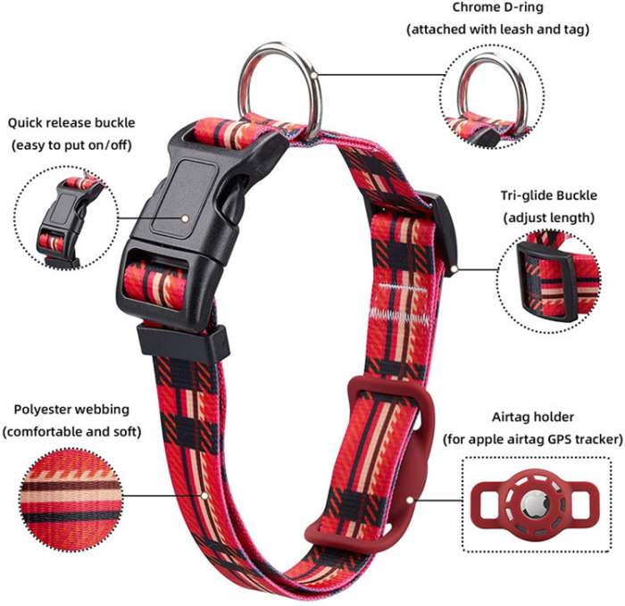 A-One Brand - Airtag Skal Digital Printing Pets Collar Cross Border - Rd