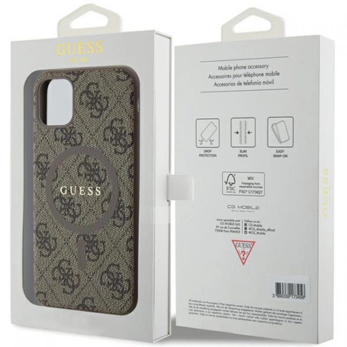 Guess - Guess iPhone 11/XR Mobilskal Magsafe 4G Collection - Brun