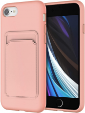 A-One Brand - iPhone 7/8/SE (2020/2022) Skal Korthållare Liquid Silicone - Ljusrosa