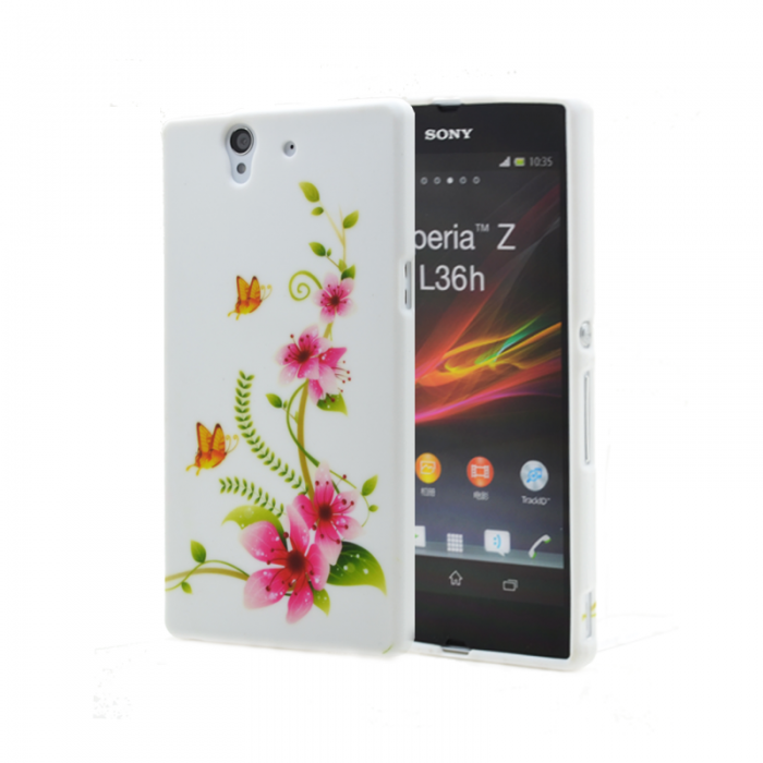 UTGATT4 - FlexiCase Skal till Sony Xperia Z (Rosa Flower)