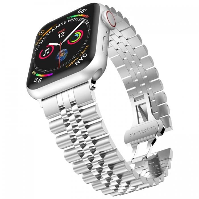 UTGATT1 - Apple Watch 2/3/4/5/6/7/SE (38/40/41mm) Armband Stainless - Silver